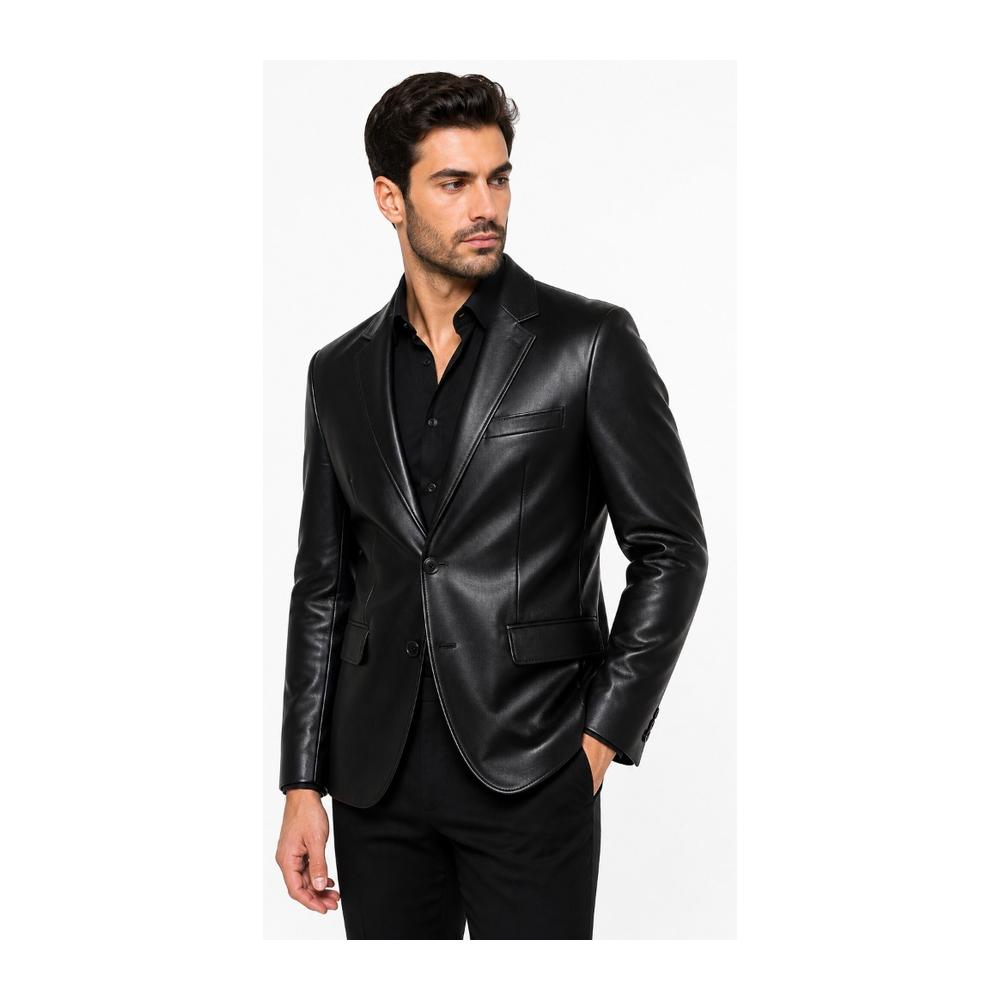 Black Blazer Leather Jacket - Power Wear Industry