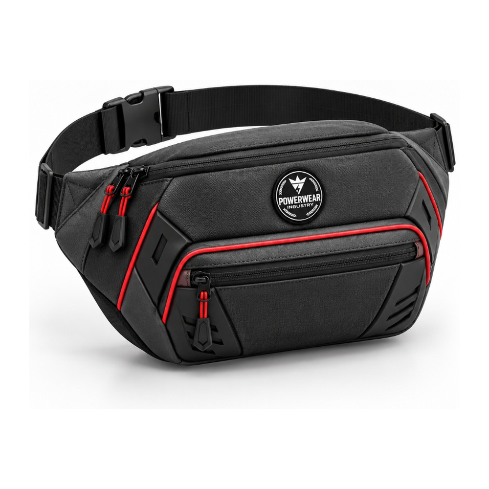 Charcoal Red Trim Technical Waist Bag - Power Wear Industry