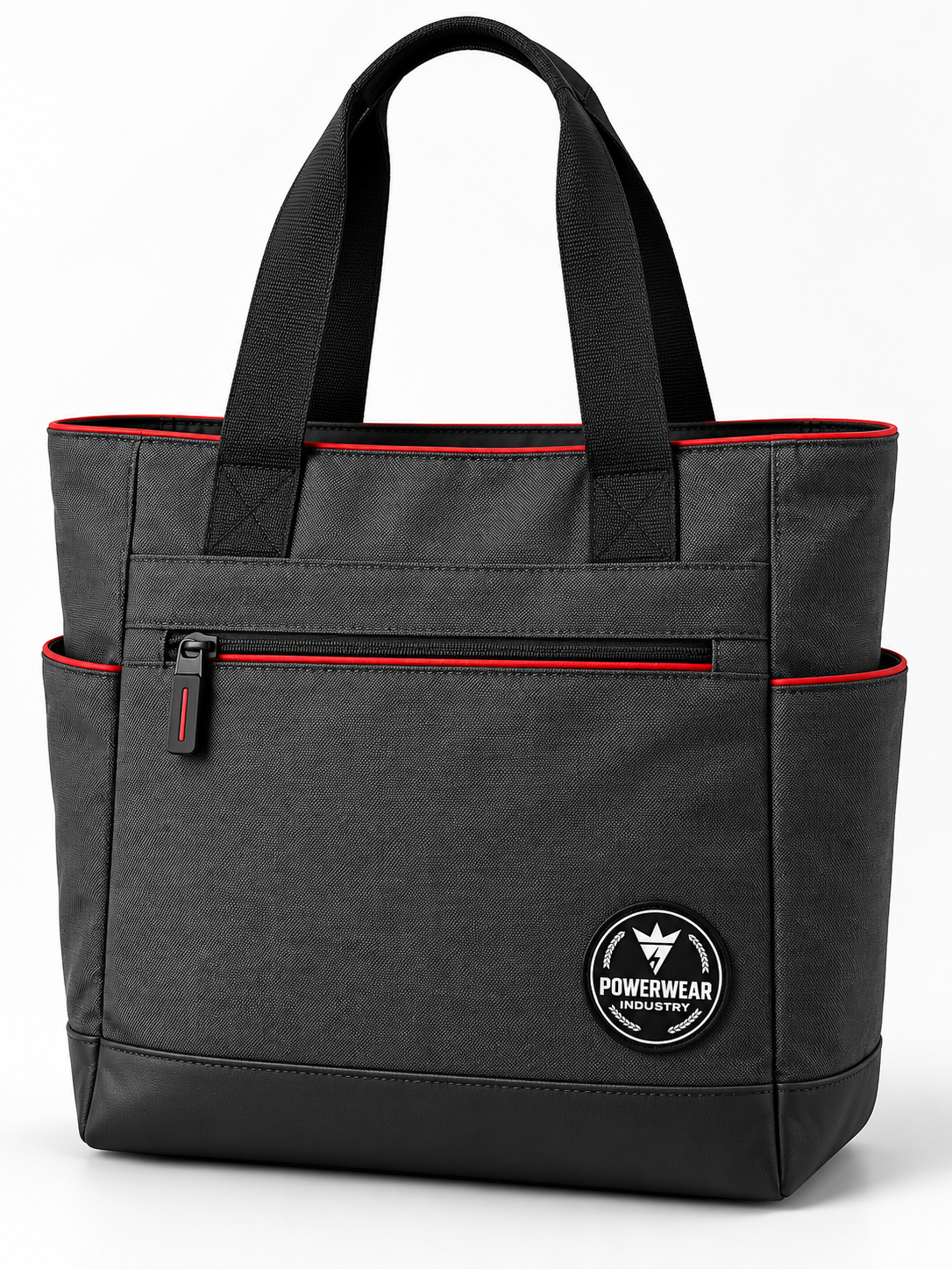 Wholesale Charcoal Red Trim Tote Bag - Custom Manufacturing | Power Wear Industry