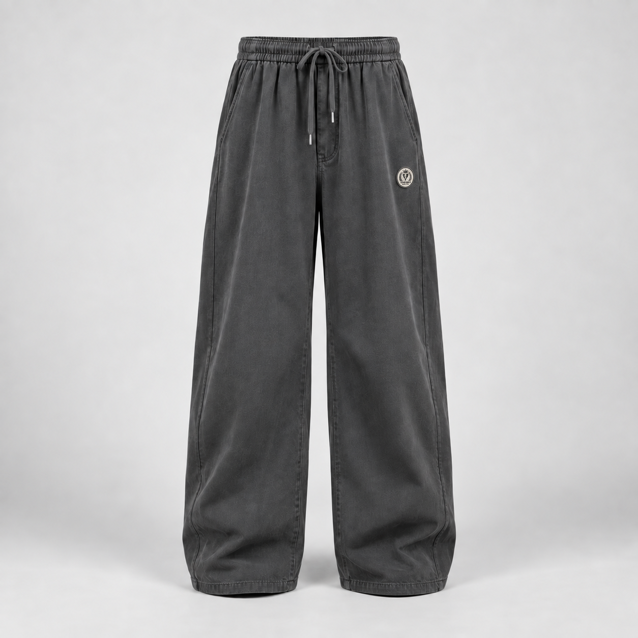 Charcoal Drawstring Wide-Leg Pants with Powerwear Industry badge