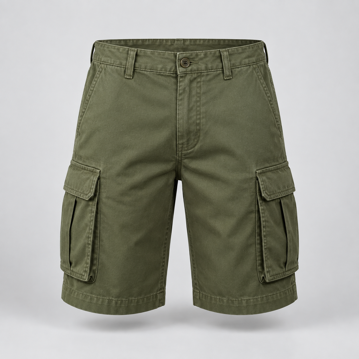 Olive Twill Cargo Shorts