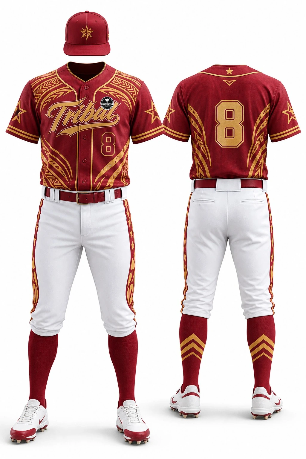 Custom Baseball Uniform — Design 02 by Power Wear Industry with left-chest logo