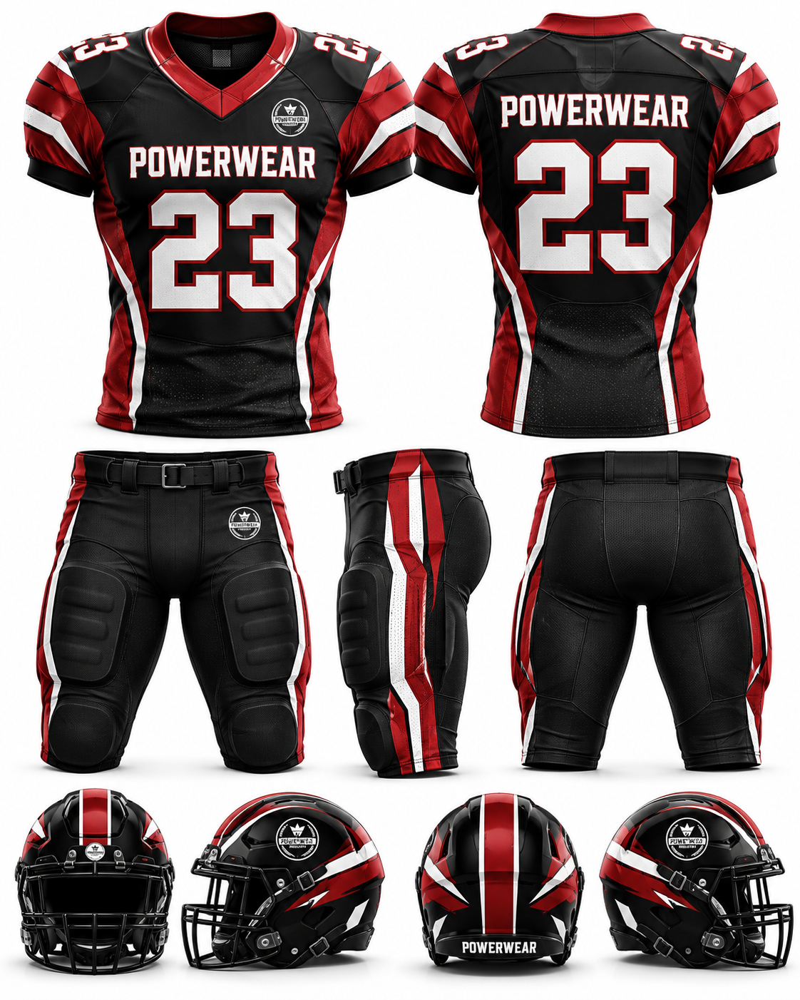 Black Red Alternate American Football Uniform - Powerwear Industry