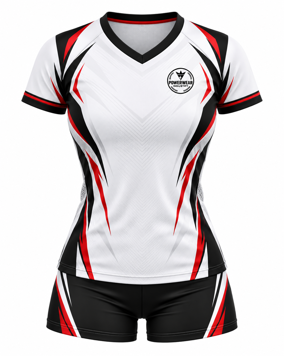 White Red Black Volleyball Uniform - Powerwear Industry